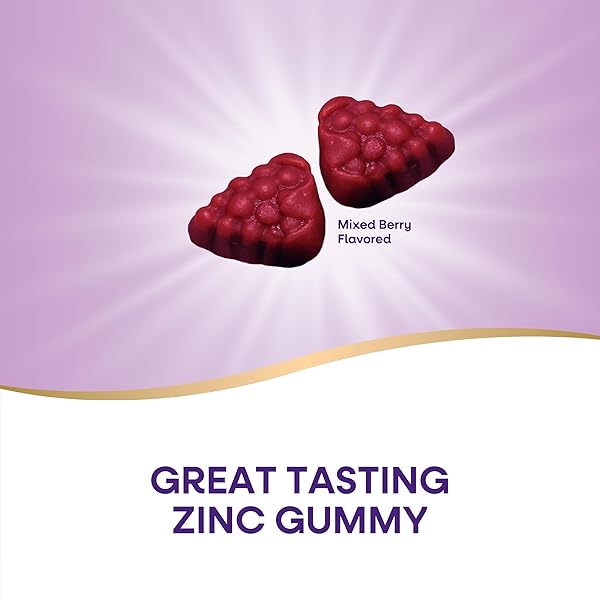 NATURE’S WAY ZINC GUMMIES, DAILY IMMUNE SUPPORT GUMMIES*, 100% DAILY VALUE ZINC PER GUMMY, MIXED BERRY FLAVORED, 120 GUMMIES (PACKAGING MAY VARY)