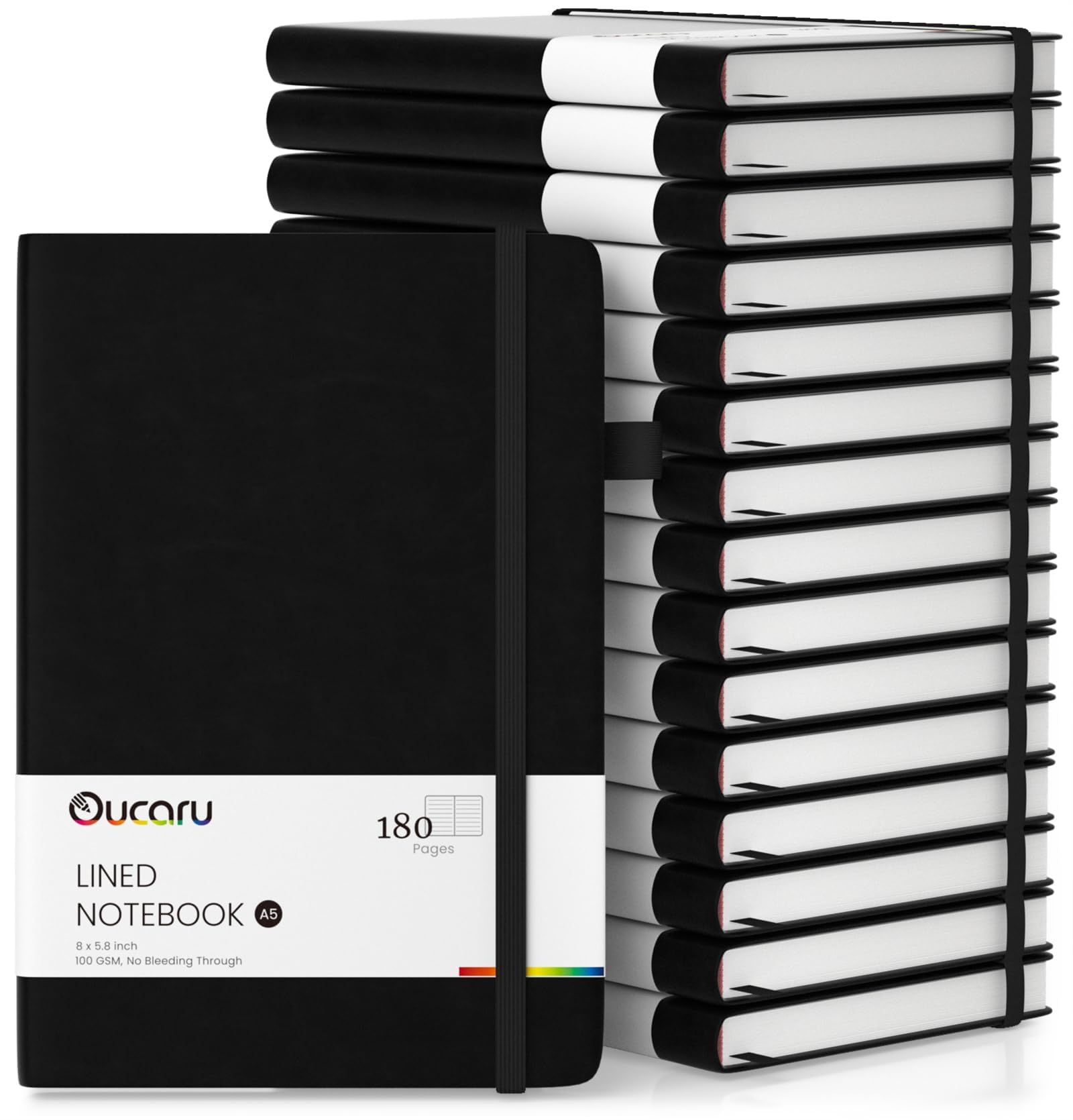Photo 1 of Oucaru Lined Journal Notebook, 16 Pack, 180 Pages, A5 Journals for Writing, 100 GSM Thick Paper, Small Notebooks Daily Journal for Women Men Work, Business, School, Travel Supplies