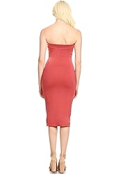 Solid Casual Lined Tube Top Body-Con Fit Midi