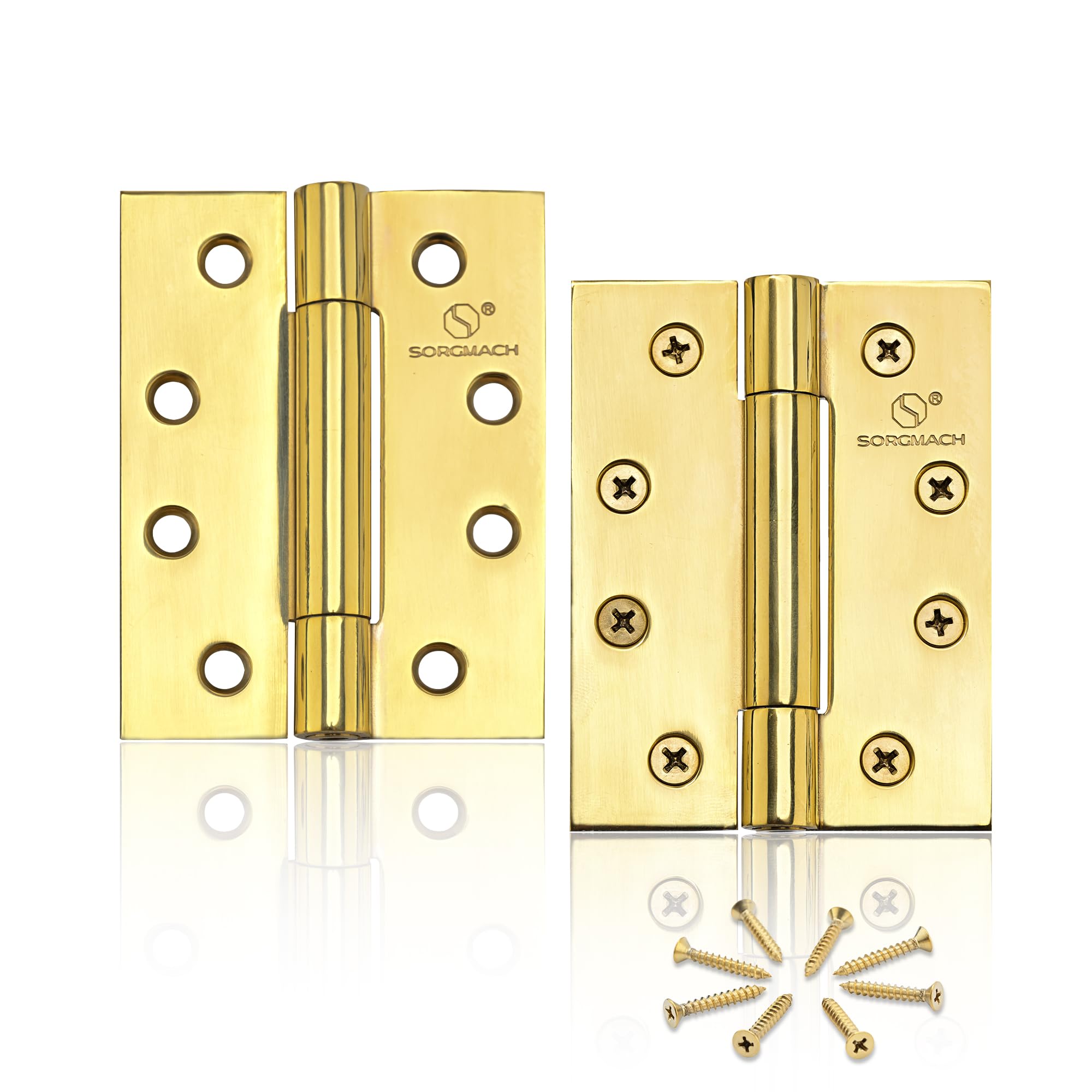 Pack of 2 Hinges 100 x 76 mm 304 Stainless Steel Hinge Hidden Bearing Golden Door Hinges Wooden Door Exterior Heavy Duty Hinge — image 1