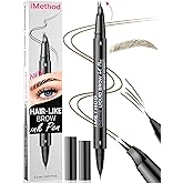 iMethod Curved Eyebrow Pen - Eyebrow Pencil, Brow Pencil 2-in-1 Dual-Ended Microblading Eyebrow Pen with Micro-Fork-Tip and Precise Brush-Tip Create Natural Hair-Like Brows, Last All-Day, Light Brown