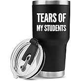 Panvola Tears Of My Students Vacuum Insulated Tumbler Teacher Gifts From Student Funny College Professor Graduation Appreciation Drinkware Travel Mug (30 oz, Black)