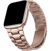 HITZEE Metal Bands Compatible with Apple Watch Band 42mm 41mm 40mm 38mm, Stainless Steel Replacement Men/Women Band Strap Compatible for iWatch SE3 2 1 Series 11 10 9 8 7 6 5 4-1, Rose Gold
