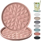 Wingcases Silicone Coasters for Drinks[2 Pack for Office]- Cup Mat for Tabletop Protection-Non-Slip, Non-Stick, Coffee Table Decor, Great Gift for Any Occasion, Pink