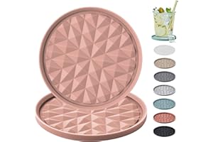 Wingcases Silicone Coasters for Drinks[2 Pack for Office]- Cup Mat for Tabletop Protection-Non-Slip, Non-Stick, Coffee Table Decor, Great Gift for Any Occasion, Pink