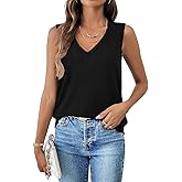 Syellowafter Women V Neck Tank Tops Sleeveless Shirts Summer Casual Blouse Loose Fit Tunic