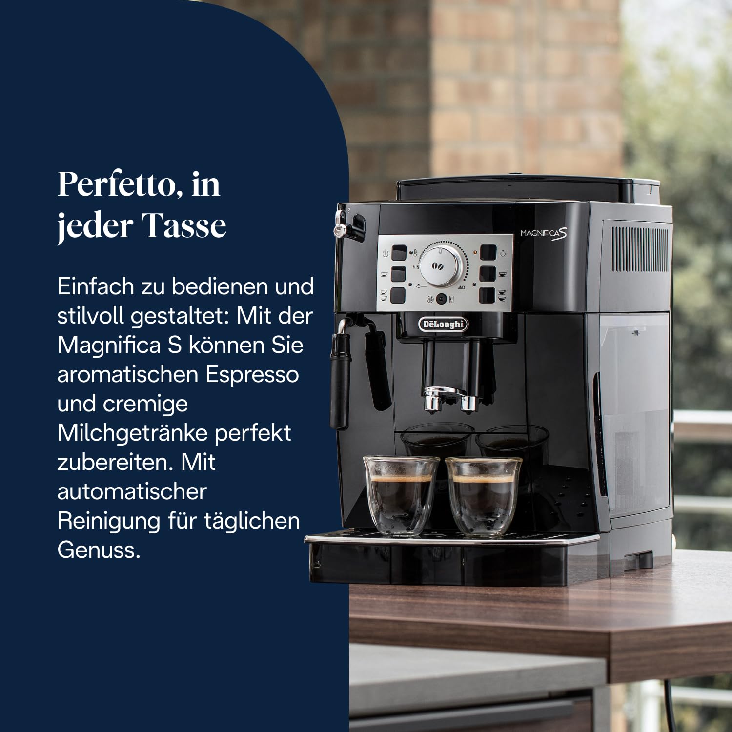 De’Longhi Magnifica S - Perfetto Kaffeevollautomat mit klassischem Milchaufschäumer, Espresso- und Cappuccino Kaffeemaschine, Bedienfeld mit Tasten, Schwarz (ECAM22.110.B) 2