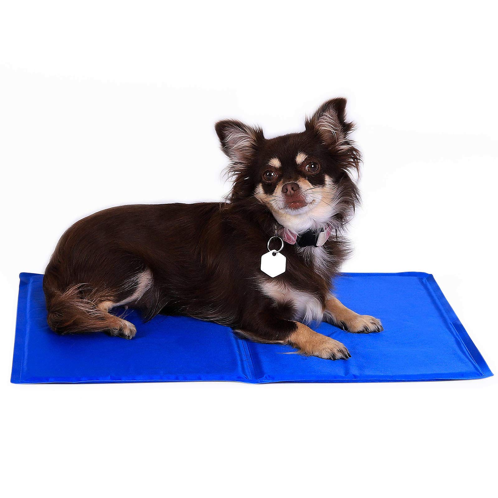 Lionto Pet Cooling Mat for Dogs & Cats - Self-Cooling Blanket 90x50 cm, Foldable, No Electricity, Easy to Clean - Blue