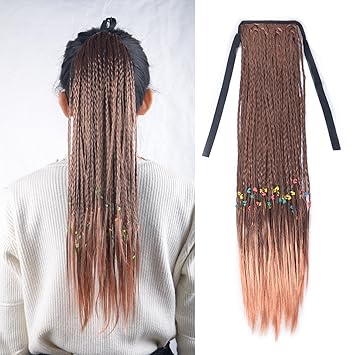 4t130 Burhair 20 Long Straight Braids Ponytail Clip In Hair