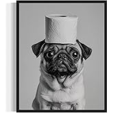 Pug Bathroom Wall Art Print Poster, Dog Pet Restroom Toilet Paper Posters Prints Home Picture Painting Artwork Decor 134 (Pug, 11 x 14 inches, Unframed)
