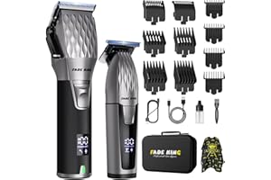 FADEKING® Cordless Hair Clippers and Beard Trimmer for Men, Professional Barber Kit for Hair Cutting and Beard Styling, Premium Grooming Gift for Men