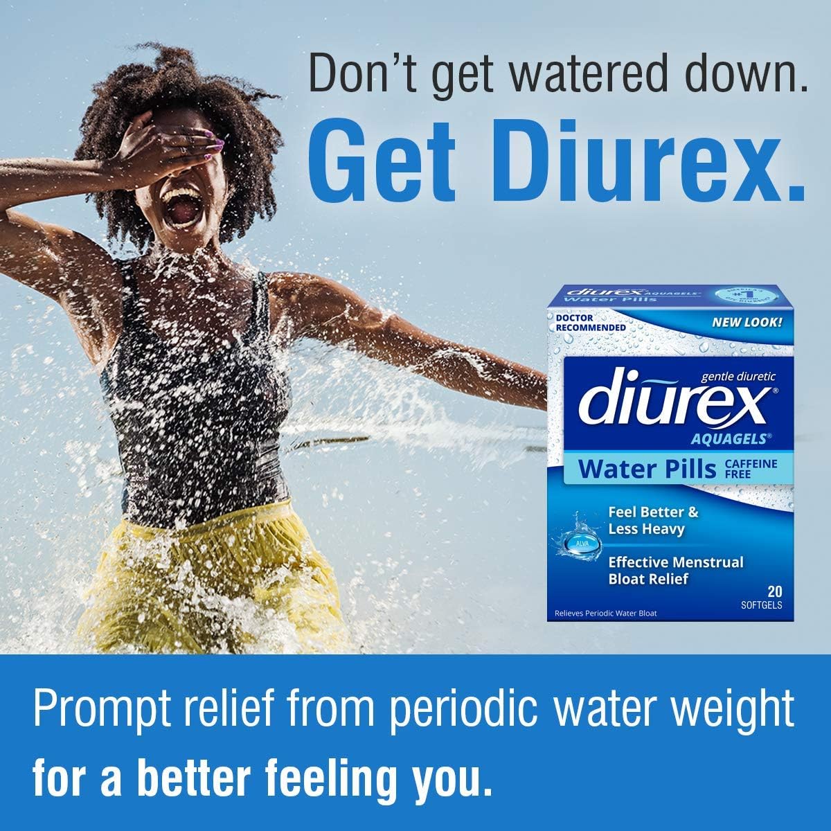 Diurex Aquagels - Caffeine Free Diuretic - Immediate Release - Relieve Water Bloat - 20 Count: Health & Personal Care