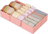 DIMJ 4 Pcs Sock Drawer Dividers Pink Non-Woven Fabric Organizers