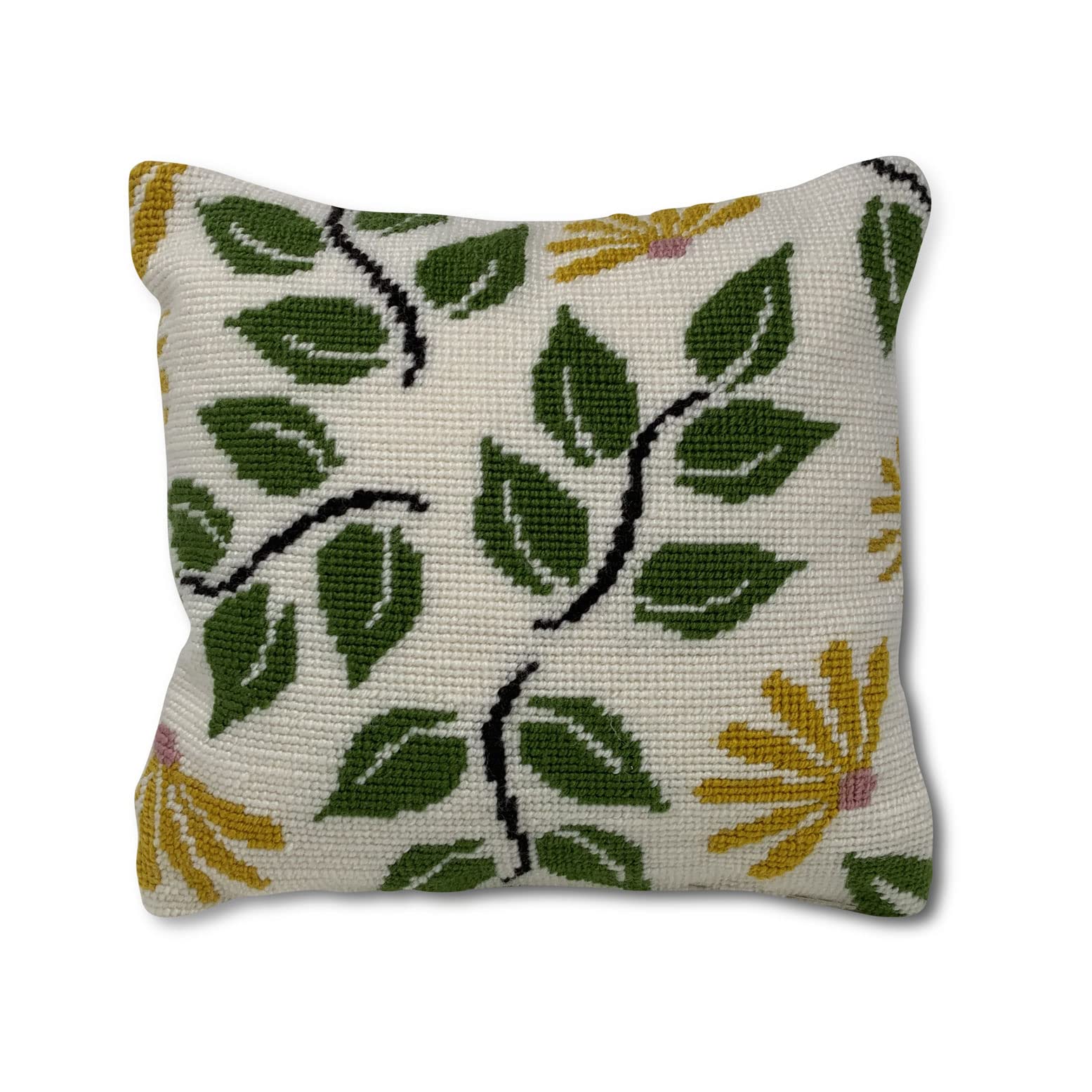 Cushion Embroidery Kit | Printed Canamazo 40cm x 40cm | Includes Wool and Upholstery Needle | Floral Design | by Delicatela