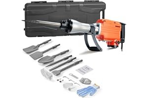 VEVOR Demolition Jack Hammer, MAX 2200W Electric Jackhammer Heavy Duty, 1350 BPM Concrete Breaker 6pcs Chisels Bit Chipping with Case