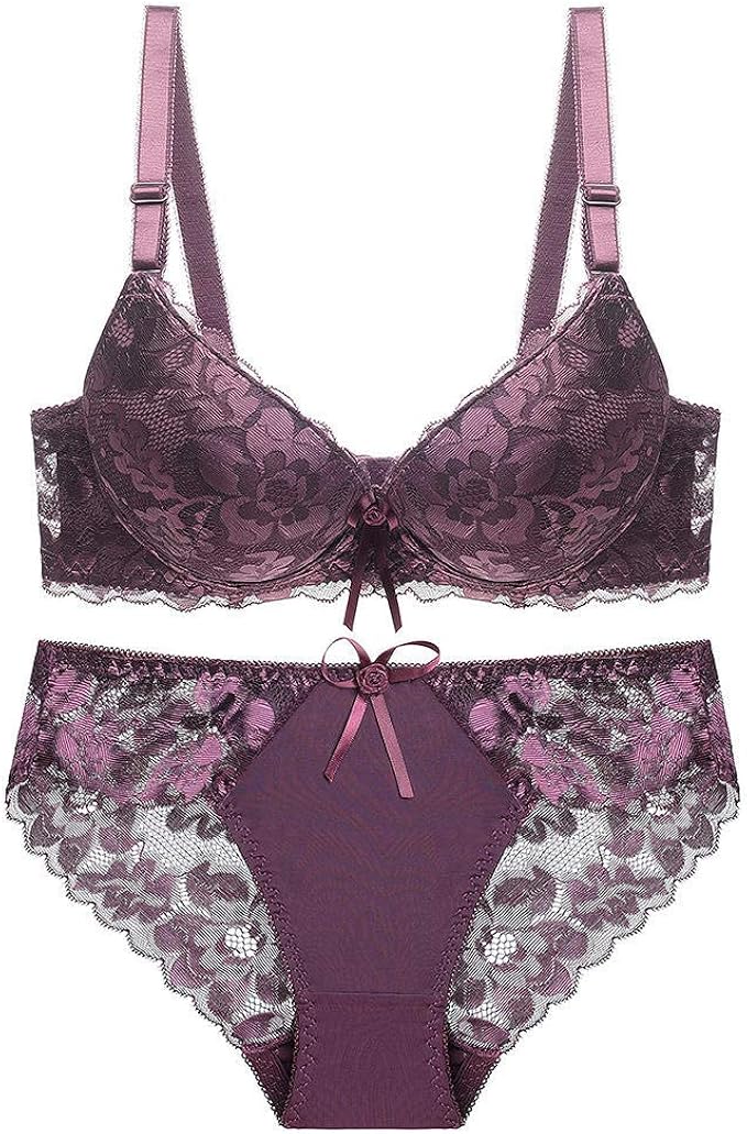 ZYkang Completo Intimo Abito Sexy in Pizzo Set Intimo Femminile CD Cup