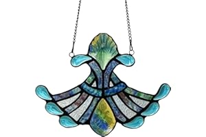 ALIVAGAR Ornament Stained Glass Window Panel Sun Catcher, 7" x 7"