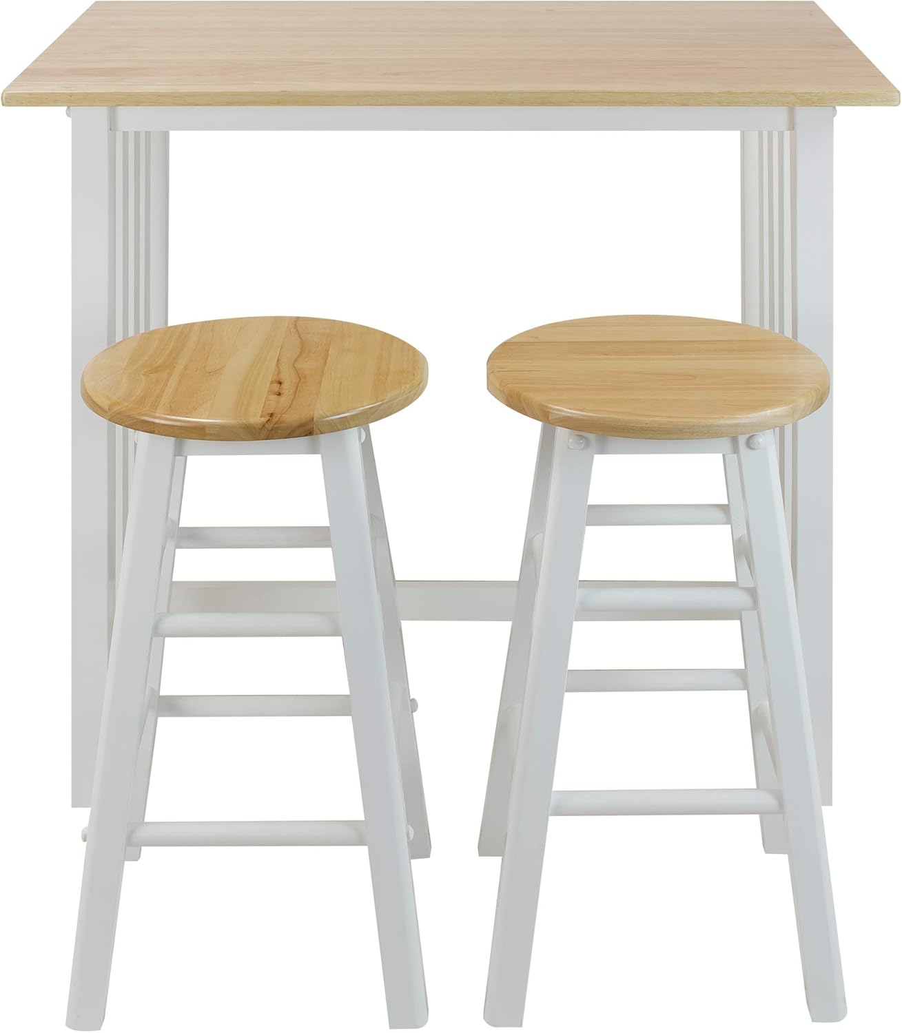 Casual Home 3-Piece Breakfast Set with Solid American Hardwood Top, White: Furniture & Decor