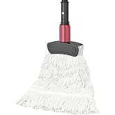 IOPRETTY Commercial Mops for Floor Cleaning - Looped-End Heavy Duty Wet Mop | String Mop with 51" Long Handle,1 Reusable Cotton Head,for Home Garage Kitchen Hardwood Wood Tile Multi-Surfaces