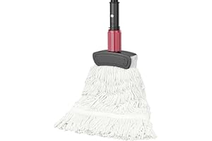 IOPRETTY Industrial Commercial Mops for Floor Cleaning - Looped-End Heavy Duty Wet Mop with Long Handle for Hardwood Wood Tile Vinyl - Reusable Cotton Head for Home Garage Kichen Bathroom