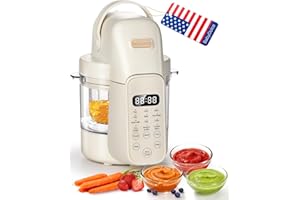Baby Dolce Baby Food Maker, 9 in 1 Glass Baby Food Processor Steamer Puree Blender with 6 Blades, One Step Cook Grinding, Touch Screen Control, Multifunctional Blender with 24h Timer, Dishwasher Safe