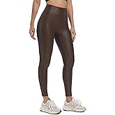 HARTPOR Faux Leather Leggings for Women 25''/ 28''- High Waisted Tummy Control Leather Pants Stretch Ankle Pleather Leggings