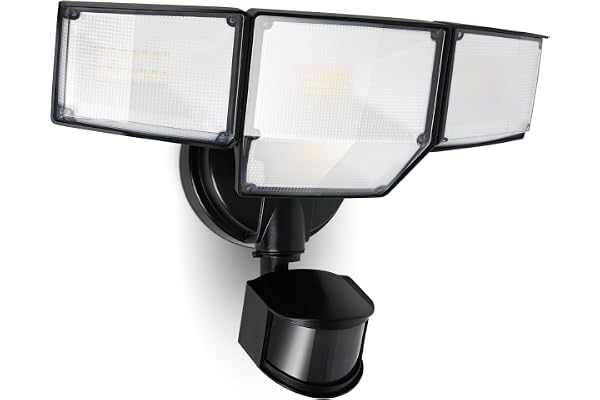 LUTEC 80W 9000LM LED Security Lights Motion Sensor Outdoor Lights, 4 Head LED Flood Lights Outdoor 5000K Daylight, IP65 Water