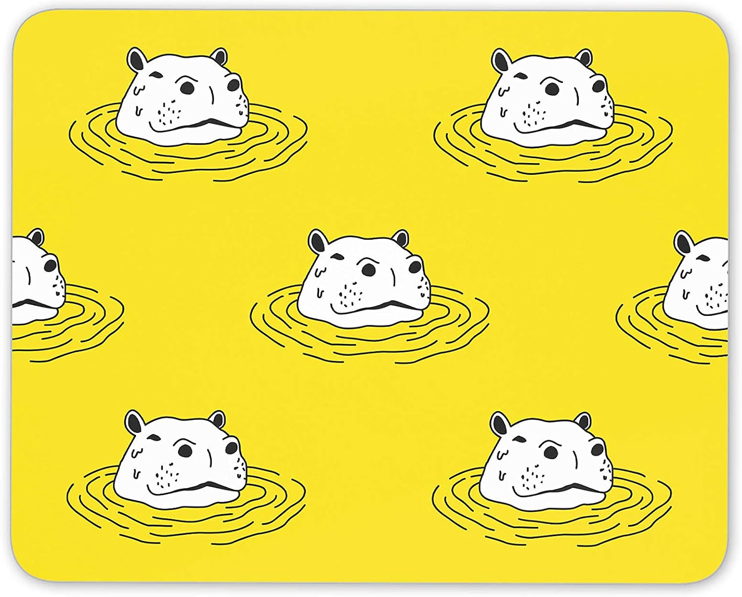 Destination Vinyl Ltd Funny Yellow Hippo Mouse Mat Pad - Hippopotamus African Fun Computer #14226, Multicolor