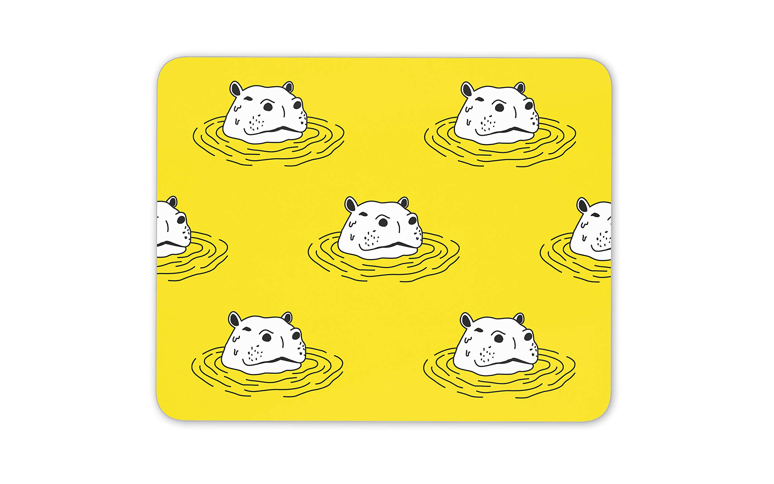 Destination Vinyl Ltd Funny Yellow Hippo Mouse Mat Pad - Hippopotamus African Fun Computer #14226