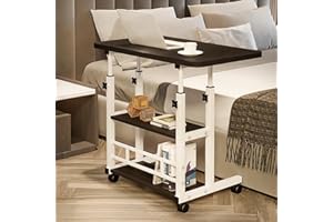 Mesa portátil para sofá e cama, mesa lateral para laptop com altura ajustável (Preto)