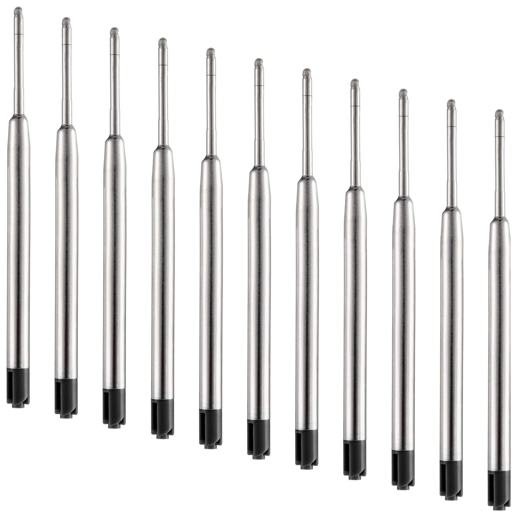 HeTaoCat Replaceable Ballpoint Pen Refills, Blue Ink Refill Pack of 5, Medium Point Metal Refill(Black)