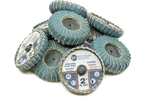 Benchmark Abrasives 2" Quick Change Zirconia Curved Flap Disc Grinding Wheel with Male R-Type Back Design - Finishing, Deburring of Irregular Surfaces - for Die Grinder & More (10 Pack) 80 Grit