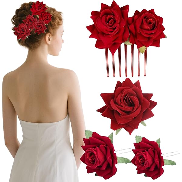 8cm Wrinkled Fabric Rose Flower Brooch Hair Clip For Women Girls Cute...