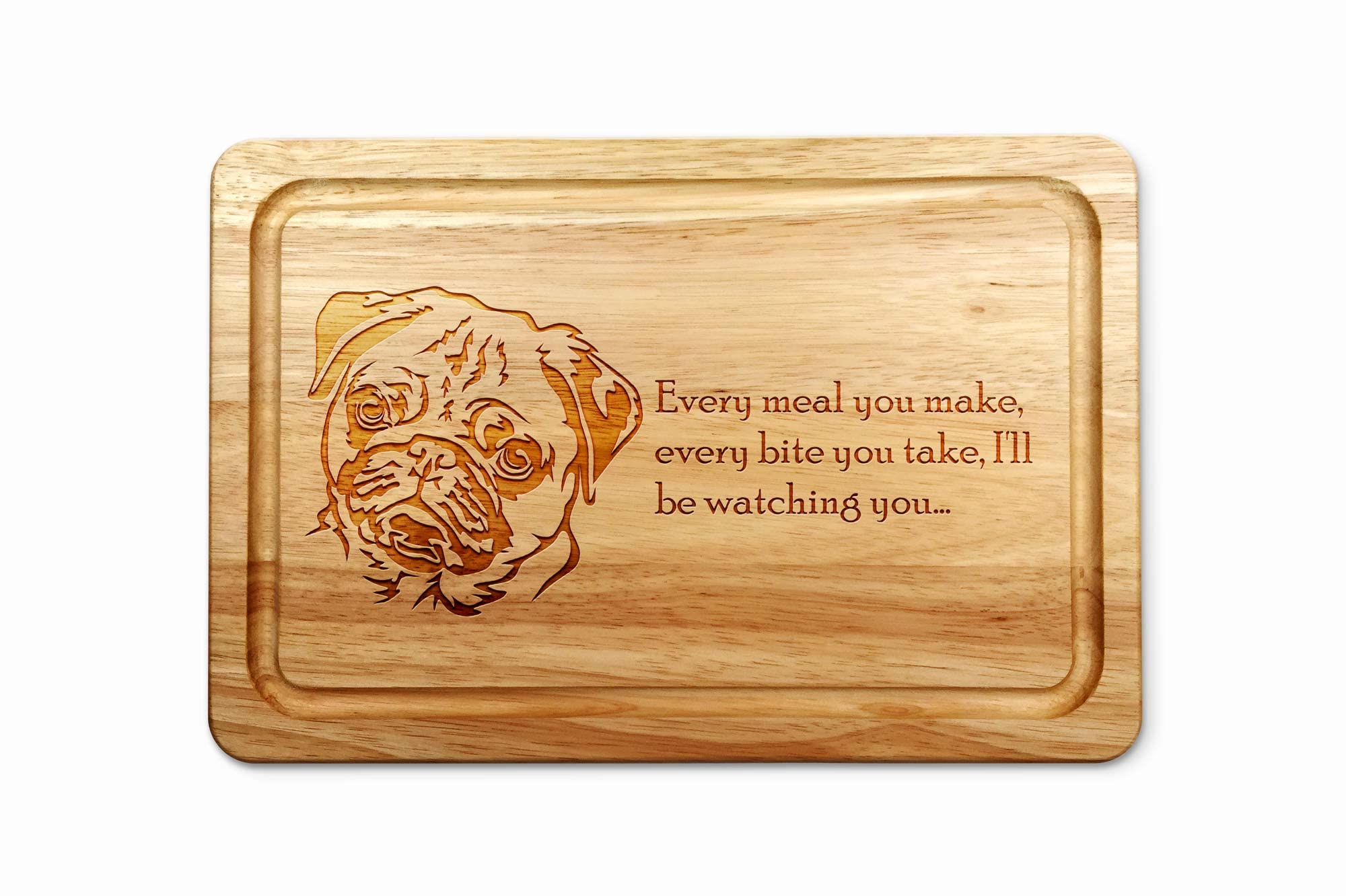 Personalised Store Pug Wooden Chopping Board 30 x 20 cm
