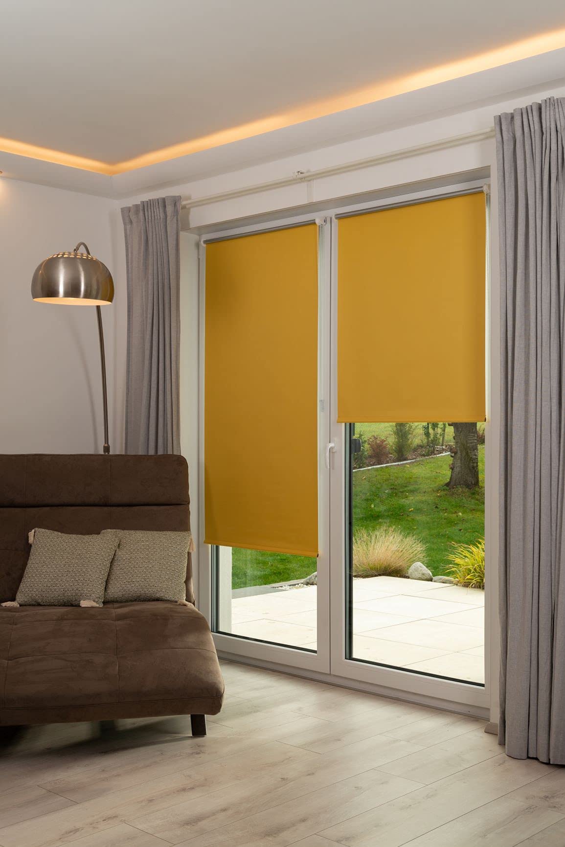 K-home Thermal Blackout Roller Blind, No Drilling Required, Yellow, W 40 x H 150 cm