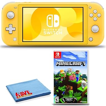 Amazon Com Nintendo Switch Lite Yellow Console Bundle Includes Nintendo Minecraft Game And 6ave Cleaning Cloth Video Games