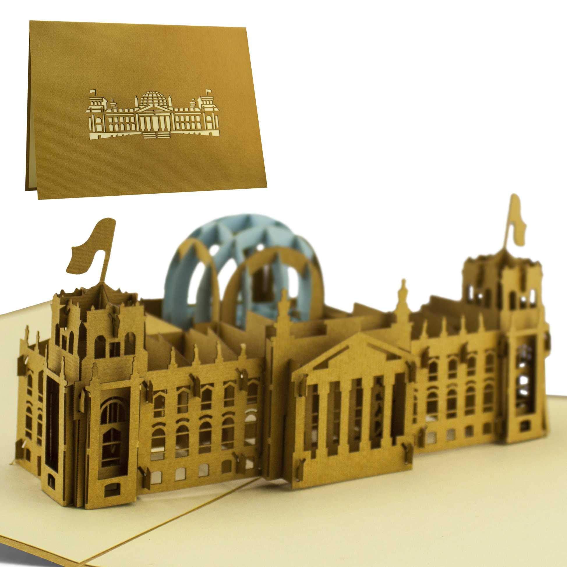 Travel voucher for weekend in Berlin, Reichstag as pop-up card, 3D model, Berlin gift A04