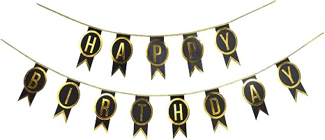 Amazon Com Paper Jazz Black Gold Birthday Party Decoration Kit