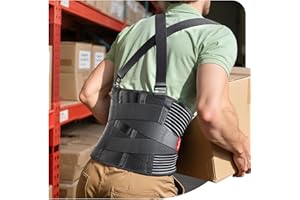 CHANGENOW Ultra Breathable Work Back Brace for Men & Women [Upgraded Medical-Grade Support] Lower Back Support Belt with Removable Suspenders - Pain Relief for Lifting, Warehouse, Construction, Moving