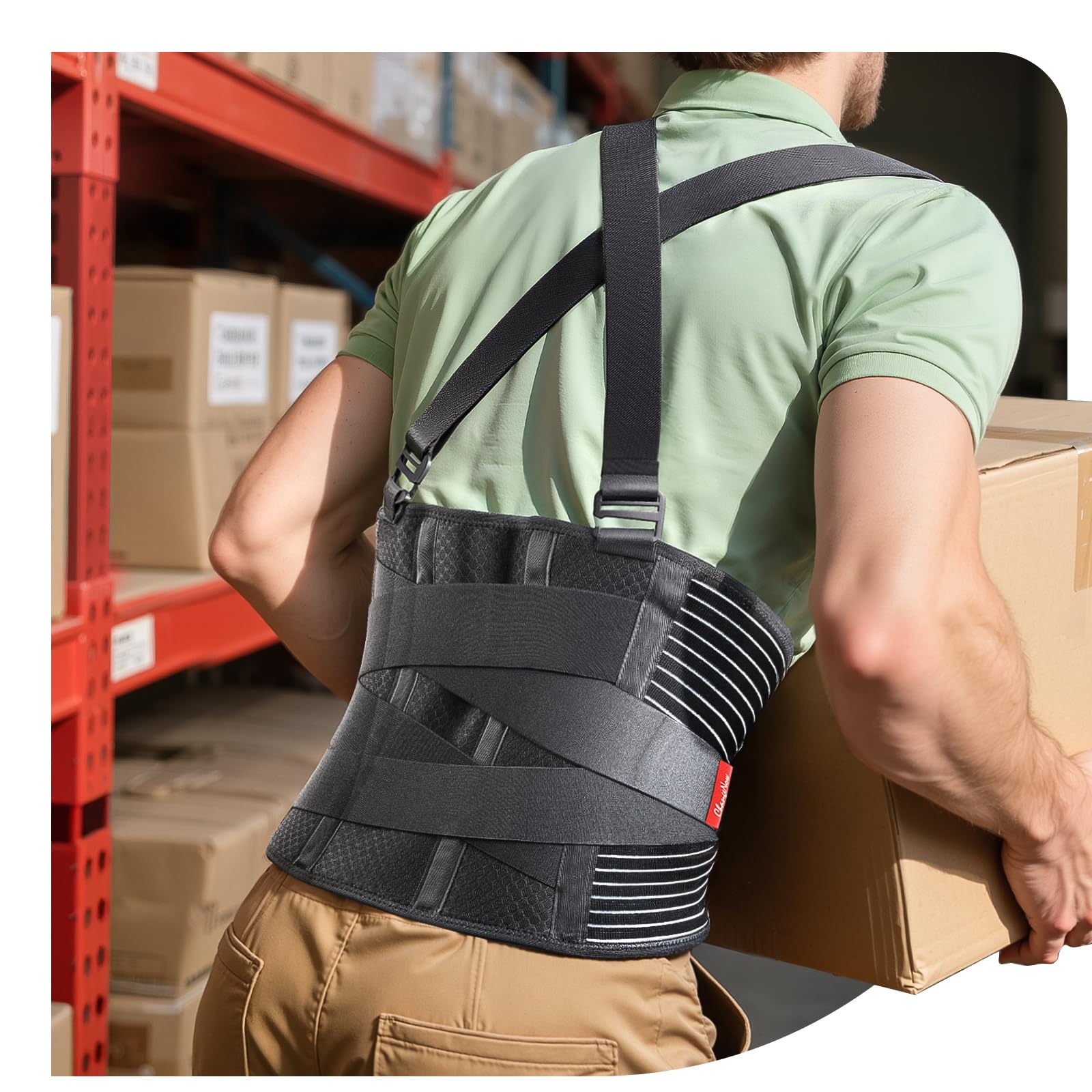 Photo 1 of Ultra Breathable Work Back Brace for Men & Women [Upgraded Medical-Grade Support] Lower Back Support Belt with Removable Suspenders - Pain Relief for Lifting, Warehouse, Construction, Moving