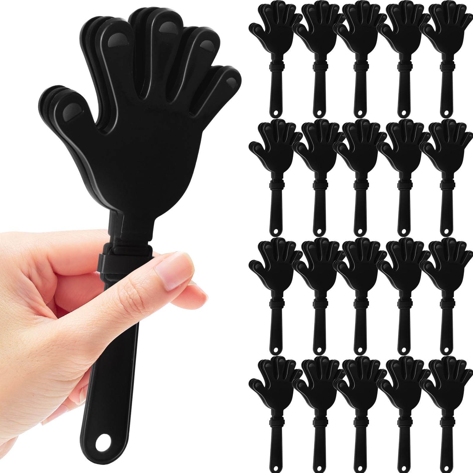 Photo 1 of 20 Pcs Hand Clappers Noisemakers 7.5 Inch Clappers Noisemakers Plastic Hand Clappers for Birthdays Game Football Sporting Events Cheers Supplies Dance Basketball Football Noisemakers(Black)