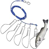 HaiFafafaing 6.5FT Fish Stringer, 5 Stainless Steel Snap Locks, Heavy Duty Ground Anchor, Portable Fishing Stringer for Trout, Perch
