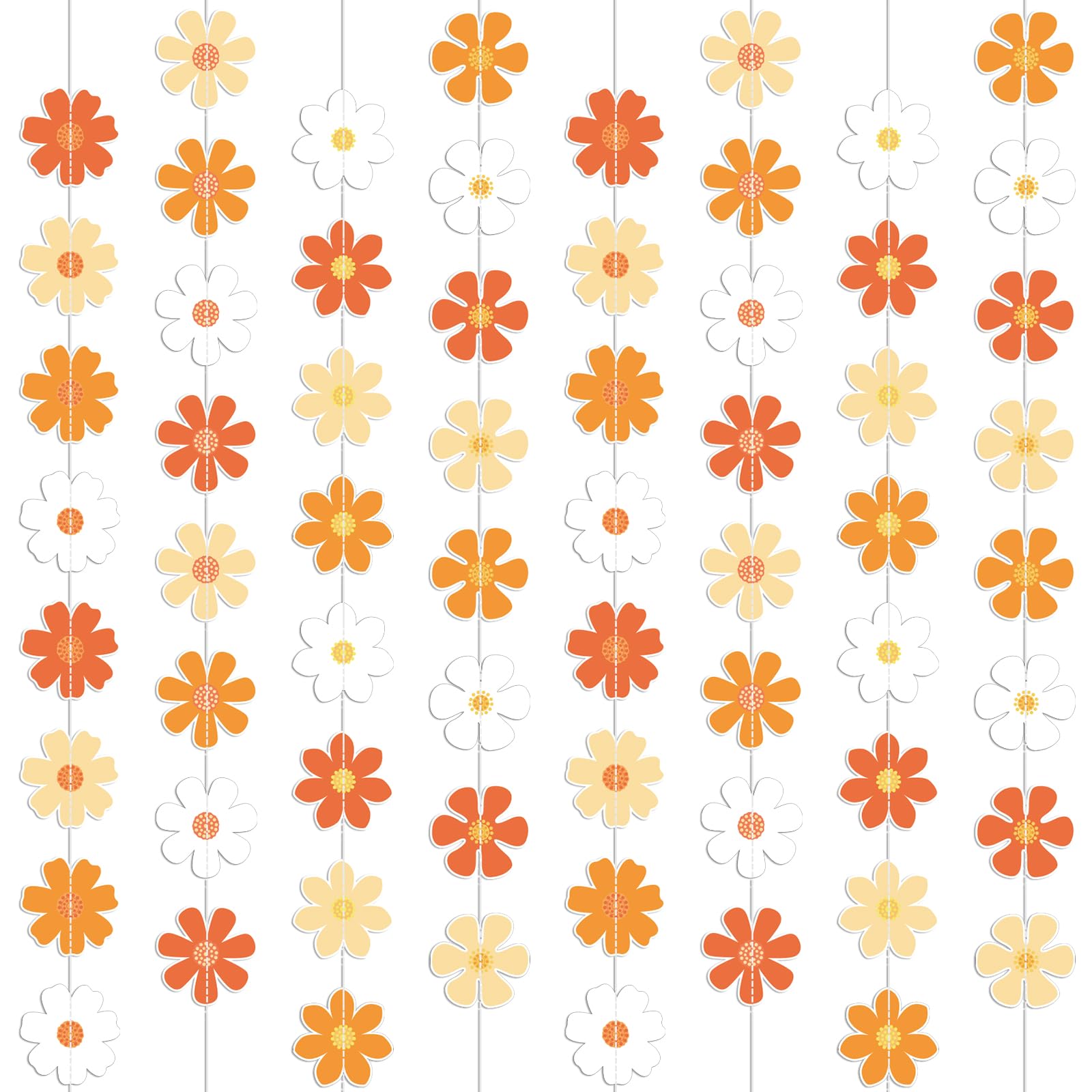 Photo 1 of 12 Pcs Daisy Groovy Boho Party Supplies Retro Hippie Daisy Flower Banner Garland Hanging Decorations Spring Daisy Paper Cutouts for One Two Groovy Birthday Baby Shower Wedding Party Supplies