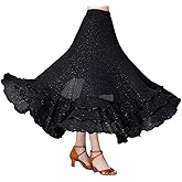 CISMARK Long Modern Flamenco Waltz Standard Ballroom Dance Fancy Training Skirt