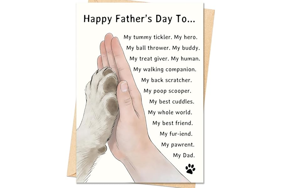 IDU Fathers Day Card Gifts,Dog Dad Fathers Day Card Gift,Dog Dad Gifts for Men Husband,Happy Father's Day Cards Decorations from Dog with Envelope