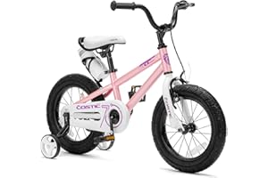 COSTIC Kids Bike for 3-8 Year Old Boys Girls Kid's Bicycle 12 14 16 Inch Toddler Bike with Removable Training Wheels and Water Bottle ，Kickstand for 16 Inch Bikes，Multiple Colors，Blue White Pink