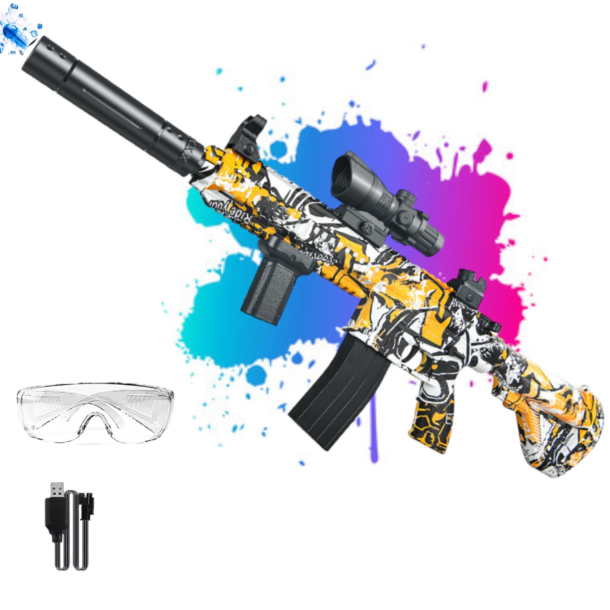 Gel Blaster, Automatic Electric Splatter Ball Toy with Goggles, for Outdoor Activities, Gift for Boys and Teens, Birthday