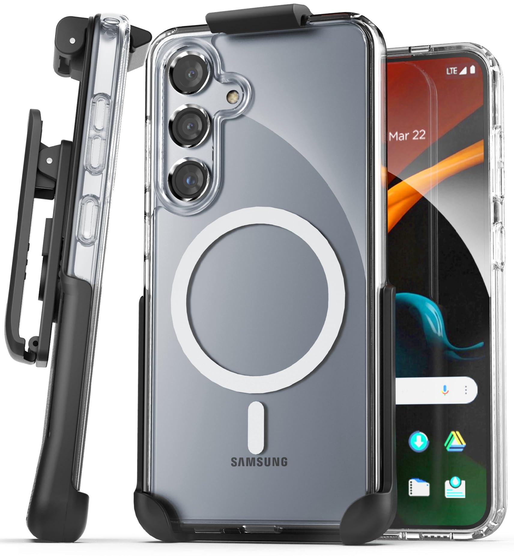Encased Belt Case Designed for Samsung Galaxy S24 with Phone Holster Clip (Crystal Clear) (S24)