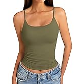 GKBK Womens Adjustable Double Lined Scoop Neck Tank Top Sleeveless Basic Cami Shirts