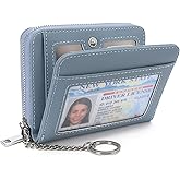 GAEKEAO Wallet Women RFID Blocking Leather Credit Card Holder Compact Small Womens Wallet with ID Window Zipper Coin Pocket